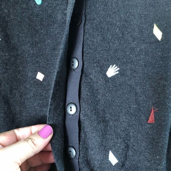 PS Paul Smith Hidden Button Front Embroidered Shapes Wool Blend Cardigan - XS - Picture 6 of 13